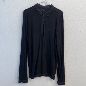 John Varvatos Long Sleeve Polo - Black / XL